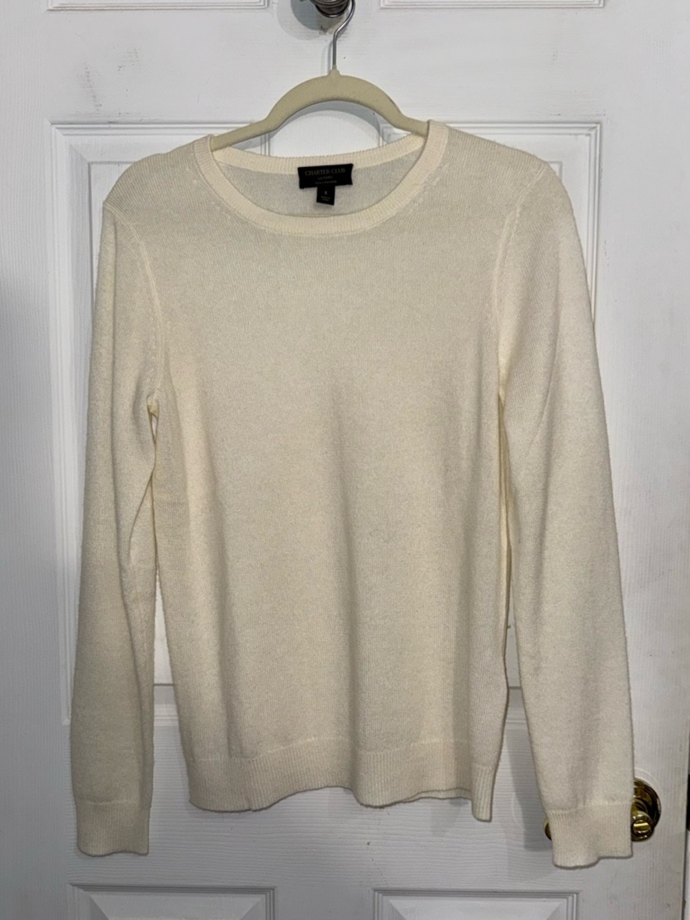 Charter Club Ivory/Cream Crewneck Sweater S